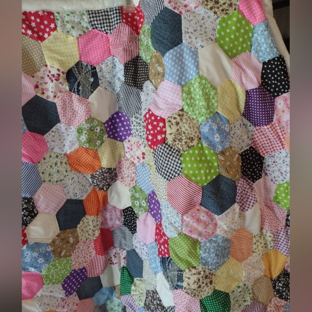Handmade hexagon baby blanket